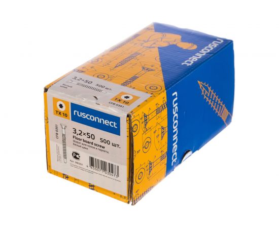 Шуруп для полов и паркета Rusconnect CFB 0351 3,2х50 500 шт. Белый цинк 380351 – изображение 2