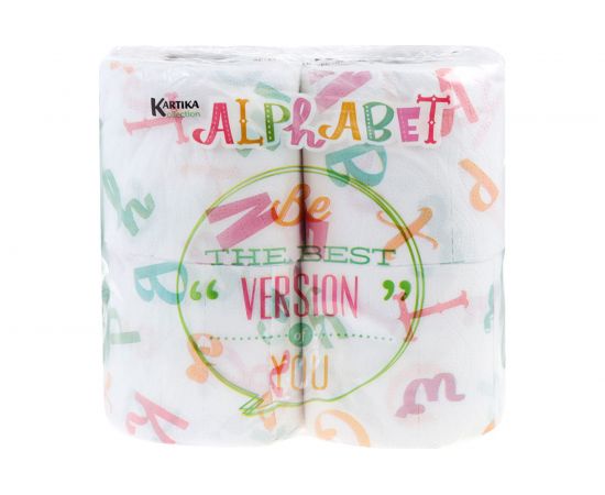 Туалетная бумага World Cart Алфавит с рисунком, Kartika Collection, 3 слоя, 4 рулона/200 листов KGAPH-TT-01 – изображение 2