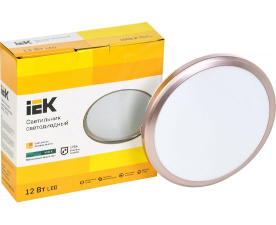 Светильник IEK LED ДПБ 3201 12Вт, IP54, 4000K, круг, розовое золото LDPB0-3201-12-4000-K01 – изображение 3