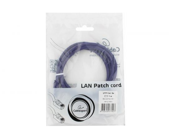 Патч-корд Cablexpert UTP PP12-1M/V кат.5e, 1м, литой, многожильный фиолетовый PP12-1M/V – изображение 3