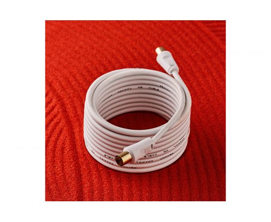 Шнур REXANT, ТВ гнездо - ТВ штекер, длина 5 метров, белый 18-0005 – изображение 3