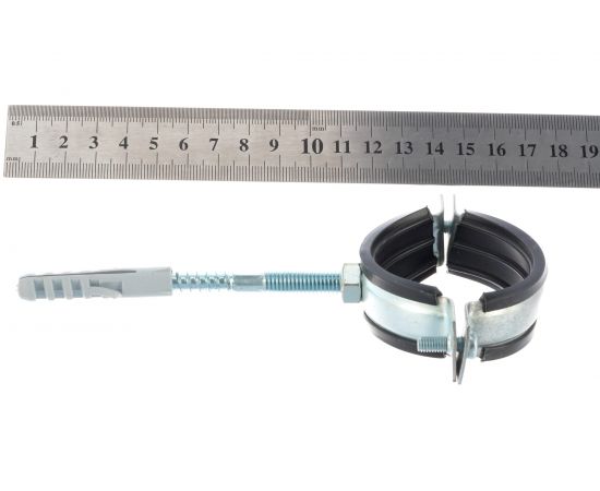 Сантехнический хомут для труб СИБРТЕХ 48-53 1 1/2"", резин, упл шпилька+дюбель 48168 – изображение 4