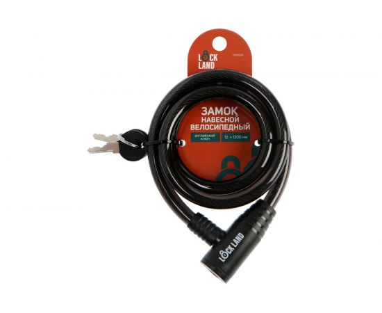 Навесной велосипедный замок TUNDRA 12x1200 мм, английский ключ с пластиковой ручкой 3299284 