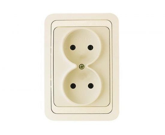 Двойная рамка без заземления, кремовая Makel Mimoza 25017 