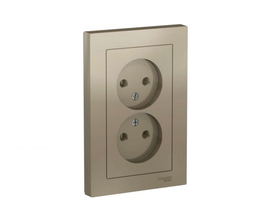 Розетка Schneider Electric 2-м ATLAS DESIGN без заземления, 16А, в сборе, шампань ATN000520 1240315 