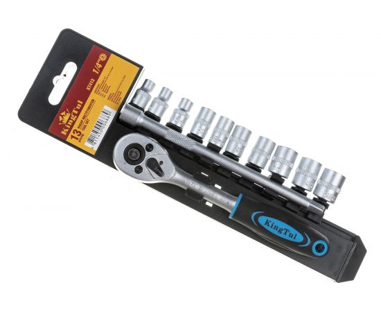 Набор головок с трещоткой и удлинителем в пластиковом держателе KINGTUL 13пр. 1/4" 10050 KT413 