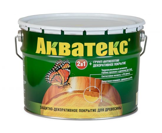Защитно-декоративное покрытие для древесины Акватекс Калужница 10 л 530 
