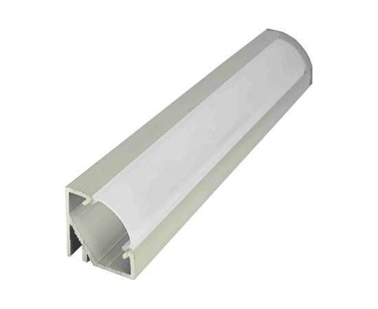 Угловой алюминиевый профиль Apeyron для диодной ленты, накладной, серебро,1м, ширина ленты до 10мм, комплект 08-31 