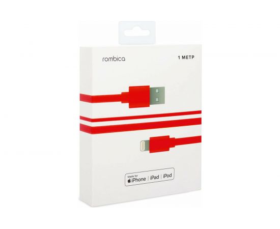 Кабель Rombica USB - Lightning MFI, ПВХ Плоский, 1м, красный DIGITAL MR-01 CB-MR01R – изображение 2