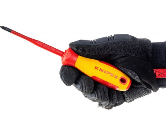 Крестовая отвертка KNIPEX PH2 тонкая, VDE, длина лез 100 мм, L-212 мм KN-982402SL – изображение 2