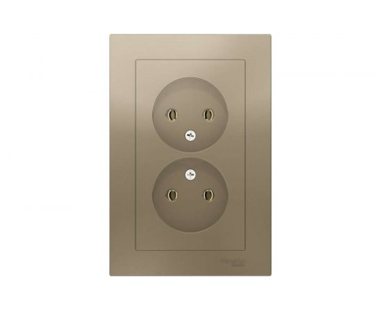 Розетка Schneider Electric 2-м ATLAS DESIGN без заземления, 16А, в сборе, шампань ATN000520 1240315 – изображение 2