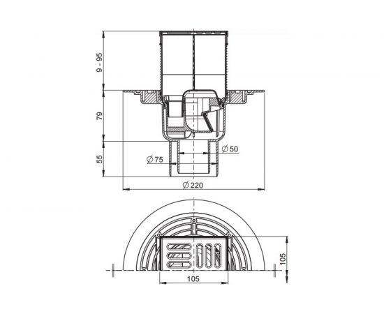 Сливной трап Alca Plast APV2321 105х105, 50, 75 00023920 – изображение 2
