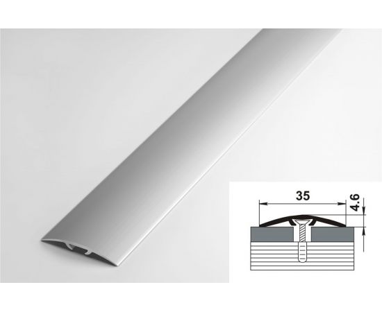 Порог прямой скрытый алюминиевый (35 мм; 0.9 м; анодированный; серебро) Лука 00000002134 – изображение 2