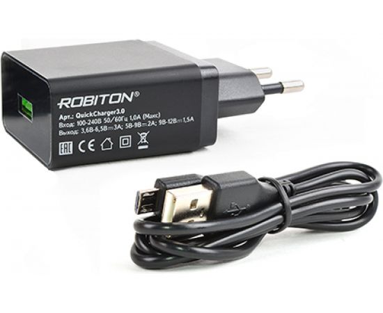Блок питания Robiton QuickCharger3.0 + MicroUSB, 1м BL1 14721 – изображение 2