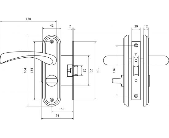 Защелка БУЛАТ ЗЩ1-Д03.04 (Л) НОМОС (хром; левая; с фиксацией) 13960 – изображение 3