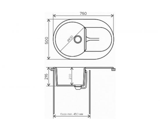 Кухонная мойка Polygran ATOL-760 (№27 Бежевый) 679023 – изображение 3