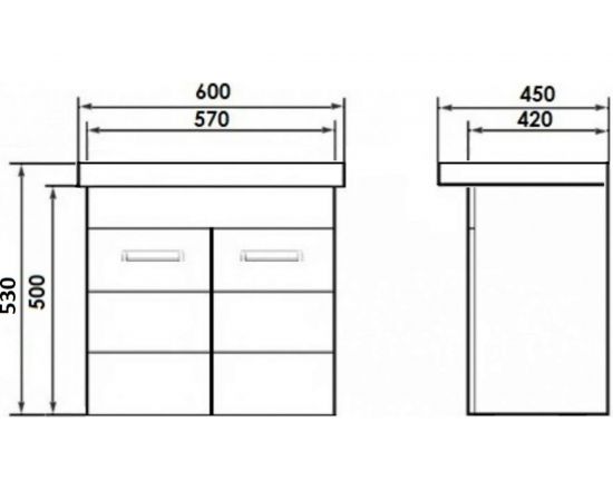 Подвесная тумба с раковиной Orange Таис-М белый глянец TP2-TUW+RA – изображение 5