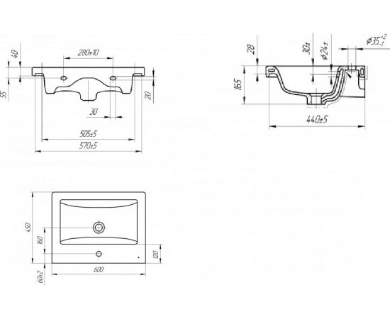 Подвесная тумба с раковиной Orange Таис-М белый глянец TP2-TUW+RA – изображение 6