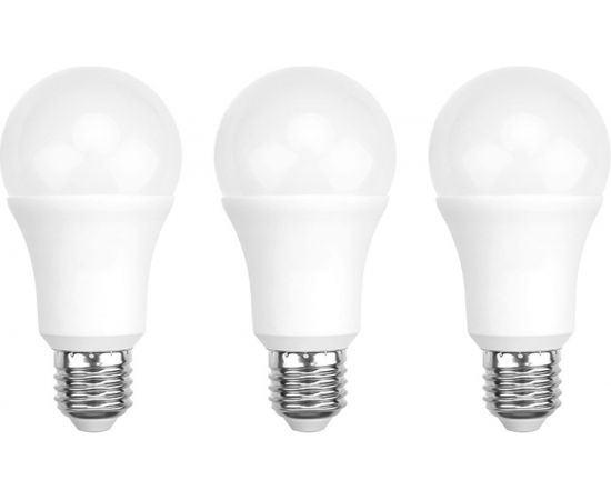 Светодиодная лампа REXANT 3 шт Груша A60 20.5 Вт E27 2700 K теплый свет 604-013-3 