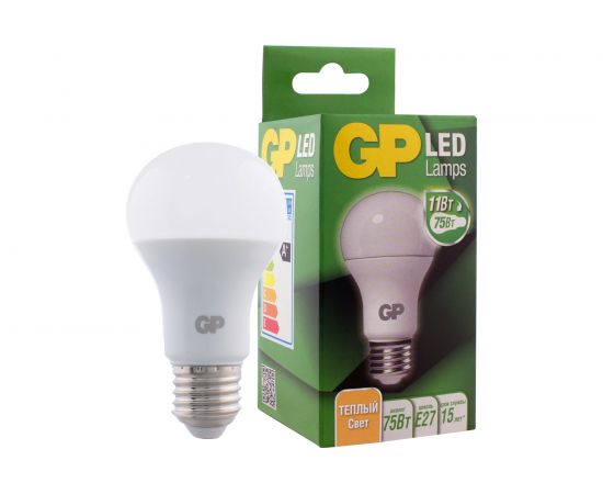 Светодиодная лампа GP в колбе груша LEDA60-11WE27-27K-2CRB1 