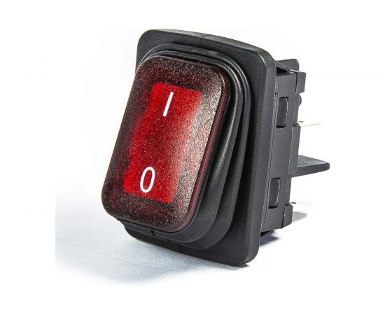 Клавишный выключатель Emas с подсветкой, красная клавиша, 1НО, 250 В AC, 16 А A54B1K11 