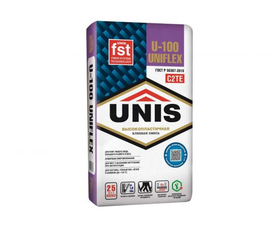 Плиточный клей UNIS UNIFLEX U-100 эластичный, 25 кг 4607005183576 