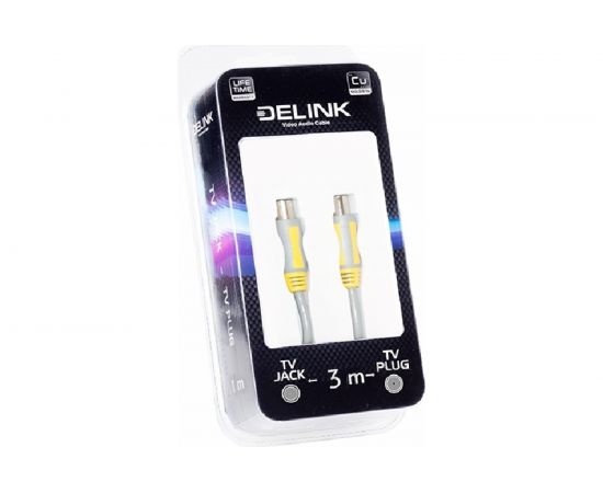 Антенный удлинитель delink TVгнездо - TVштекер 3,0м Grey пластик TVPJ030P 6961 