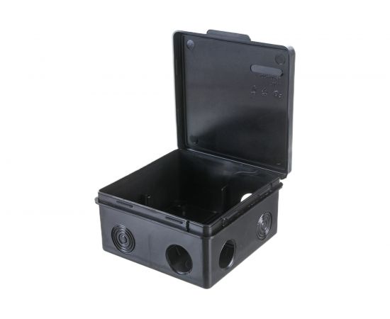 Распаечная коробка TDM ОП 100х100х55мм, крышка, IP54, 8вх., черная, инд. штрихкод SQ1401-0913 