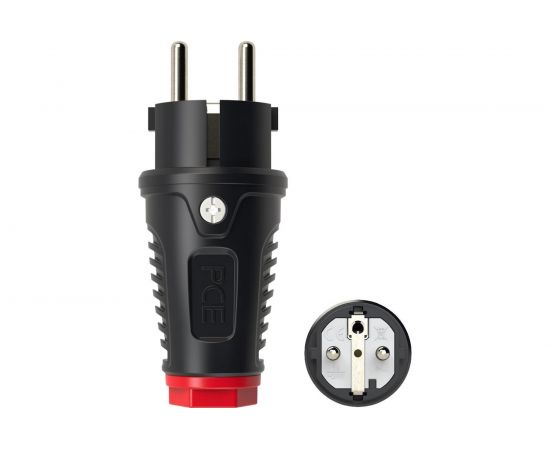 Кабельная вилка PCE 16А, 250V, 2P+E, IP54, корпус черный, маркер красный 0521-sr 