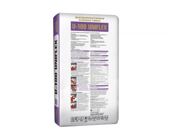 Плиточный клей UNIS UNIFLEX U-100 эластичный, 25 кг 4607005183576 – изображение 2