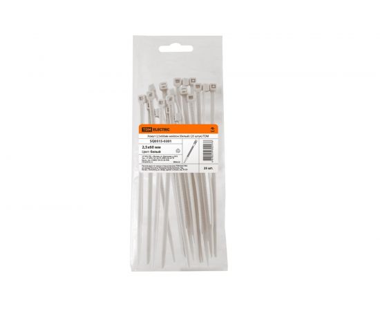 Хомут TDM 2,5х60 мм, нейлон, белый, 25 штук SQ0515-0301 – изображение 2