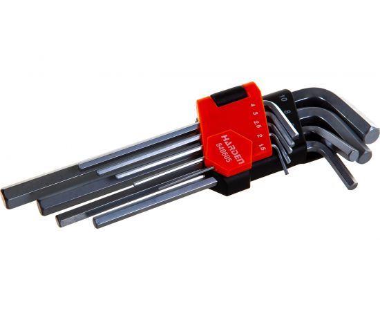 Набор имбусовых ключей HARDEN шестигранные HEX, 18 см, CRV, 9 шт. 540605 – изображение 2