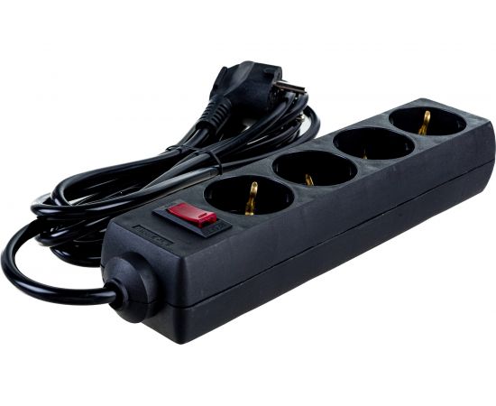 Удлинитель ExeGate EC-4-3B 4 евро с заземлением, 3м, выключатель с подсветкой, черный 279397 – изображение 2