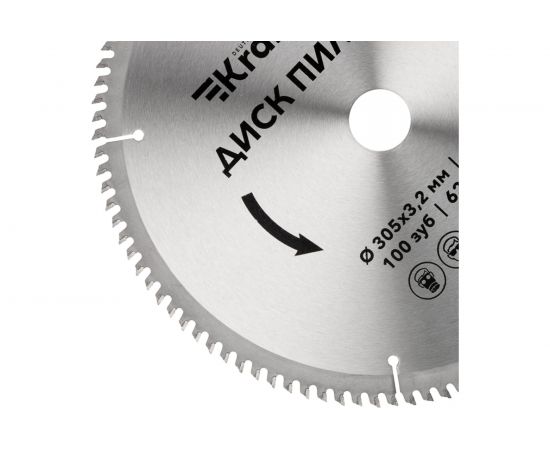 Диск пильный по дереву 305x32/30 мм, 100 зубьев KRANZ KR-92-0136 – изображение 2