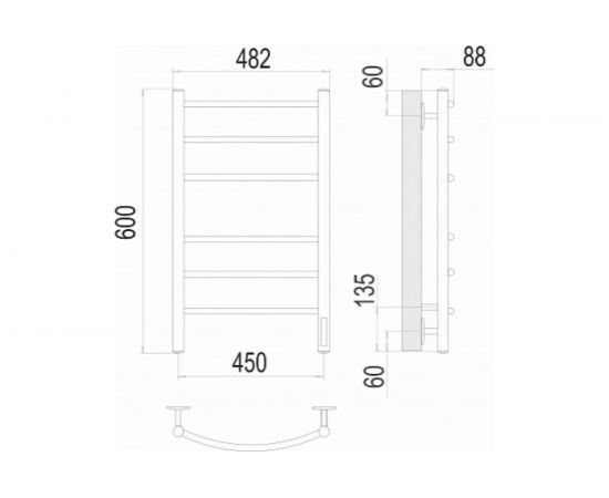 Полотенцесушитель Terminus КС Классик П6 450x600 электро КС 9003 матовый 4670078527561 – изображение 3