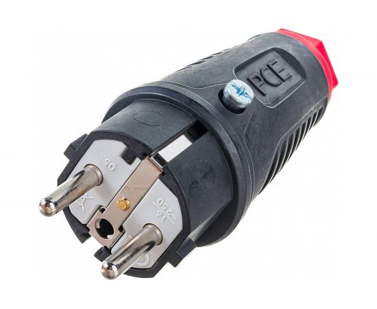 Кабельная вилка PCE 16А, 250V, 2P+E, IP54, корпус черный, маркер красный 0521-sr – изображение 3
