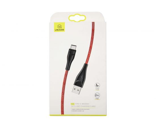 USAMS Дата-Кабель SJ395 USB - Type-C (2 м) нейлоновая оплетка, красный (SJ395USB02) УТ000021059 – изображение 3