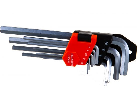 Набор имбусовых ключей HARDEN шестигранные HEX, 18 см, CRV, 9 шт. 540605 – изображение 3