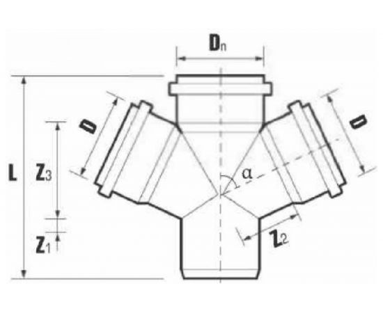 Одноплоскостная крестовина ХЕМКОР ПП внутренняя канализация, 110x110x110x87 2381042 – изображение 3