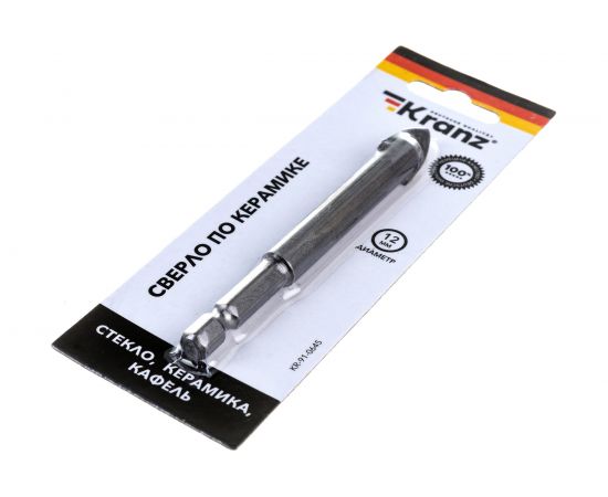 Сверло по стеклу и керамике 12 мм, шестигранный хвостовик KRANZ KR-91-0645 – изображение 4