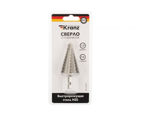 Сверло по металлу ступенчатое 9.0-36.0 мм, HSS KRANZ KR-12-6604 – изображение 4