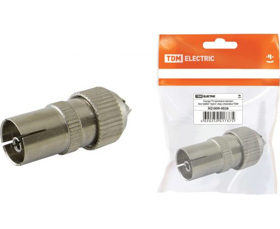 Гнездо TV TDM антенное, металл, без пайки, орех, индивидуальная упаковка SQ1809-0026 