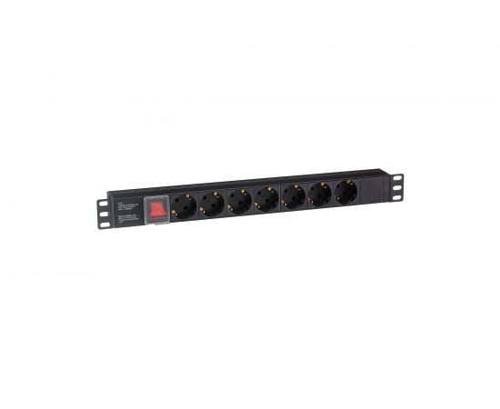 Блок розеток ExeGate ServerPro PDU-19H703 Al-7S-C20-SW, 19, 1U, алюминий, 7 Schuko, С20 280838 