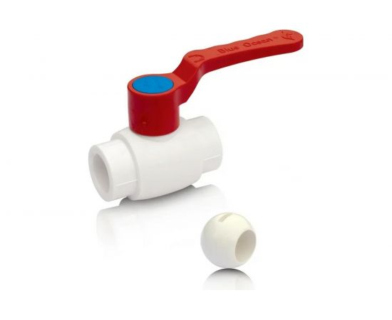 Шаровой кран Blue Ocean полипропиленовый (шар - PPSU) для агрессивных сред - 40 PPRF/BV/PPR/HW-2(W)-40 