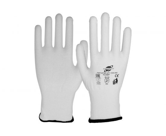 Трикотажные перчатки ARCTICUS белые, полиэстер, без покрытия, 13G, р.7 7220 ARC-712 