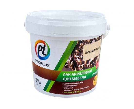 Лак акриловый для мебели Profilux бесцветный 0,9 л МП00-005501 