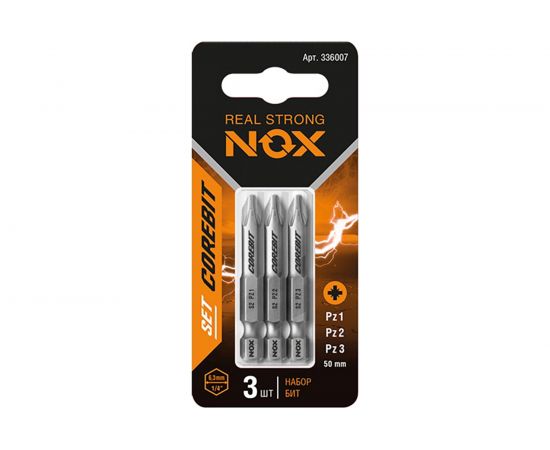 Набор бит (3 шт; Pz 1, 2, 3; 50 мм; карта; E6.3) NOX 336007 
