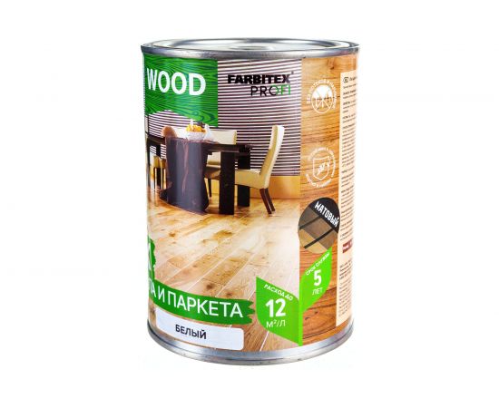 Лак для пола и паркета FARBITEX (высокопрочный; белый; 0.8 л) 4300009373 
