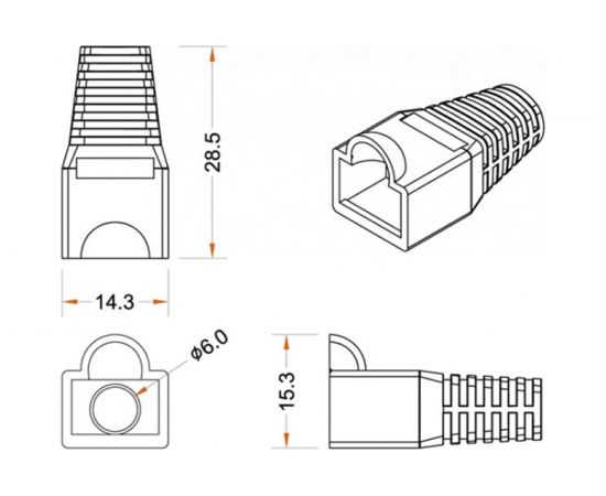 Изолирующий колпачок для разъемов RJ-45 Hyperline BOOT-GY-10 серый, 10 штук 251955 – изображение 2