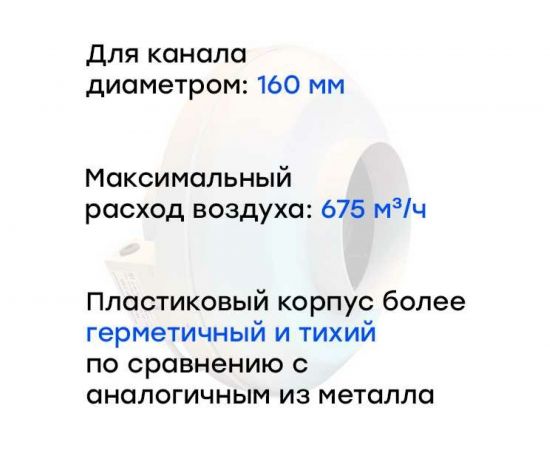 Канальный круглый вентилятор Naveka V(AC1/D)- 160 (пластиковый корпус) УН-00005839 – изображение 2